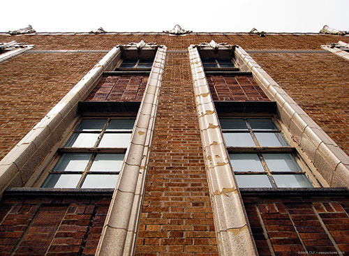 Looking up at bricks